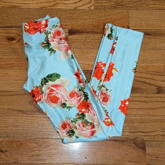 Goldsheep Size Small The Romantic Blue w Floral Print Retired leggings - Picture 1 of 6